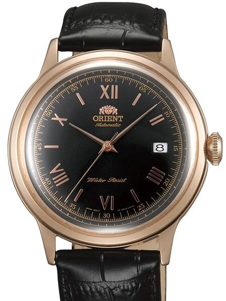Scratch and Dent - Orient Rose Goldtone Bambino Automatic Dress Watch with Black Dial, Roman Numerals #ER24008B