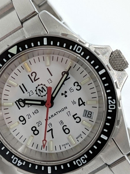 Marathon (Medium) Swiss Made, Arctic TSAR Quartz Military Divers Watch with Sapphire Crystal #WW194027Brace-NM-WD