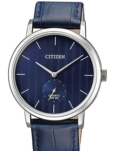 Citizen Quartz Dress Watch with Blue Dial and Leather Strap #BE9170-05L