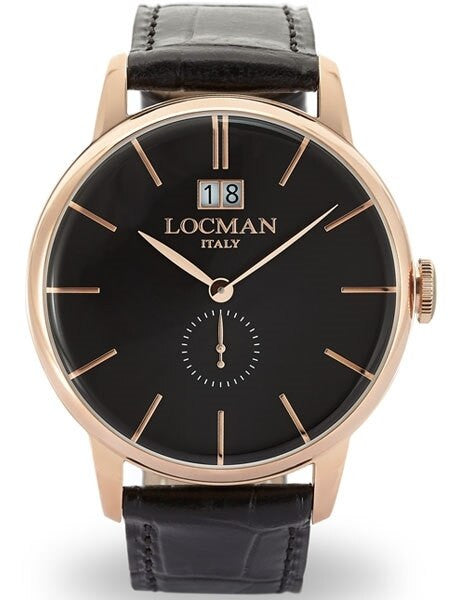 Locman 1960's Collection Big Date Quartz Dress Watch with 41mm Case #0252V09-RGBKRGPK