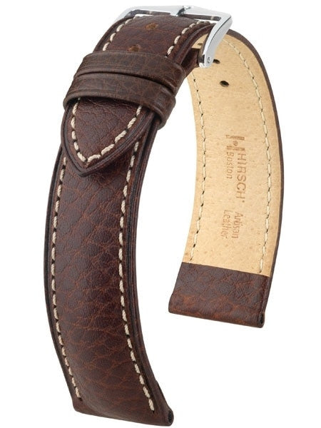 Hirsch Boston Brown High Grain Leather Watch Strap #013020-10