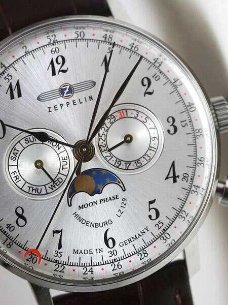 Graf Zeppelin Hindenburg Swiss Quartz Moonphase Calendar Watch #7036-1