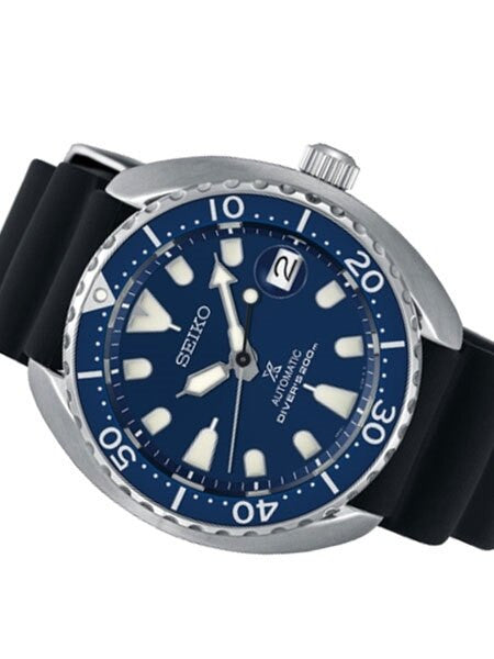 Seiko Baby Turtle Prospex Automatic Dive Watch with Blue Dial and Silicone Dive Strap #SRPC39J1