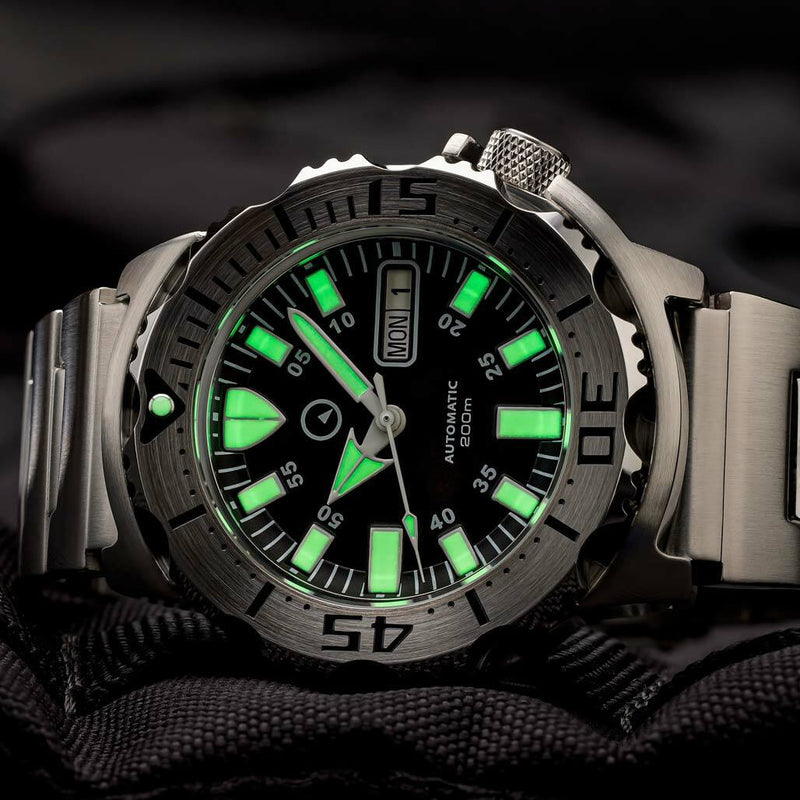 Islander Black Dial Automatic Dive Watch with AR Double Dome Sapphire Crystal, and 120-click Bezel #ISL-57