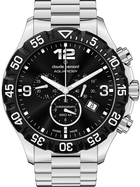 Claude Bernard Aquarider Black Dial Chronograph Dive Watch #10202-3-NIN