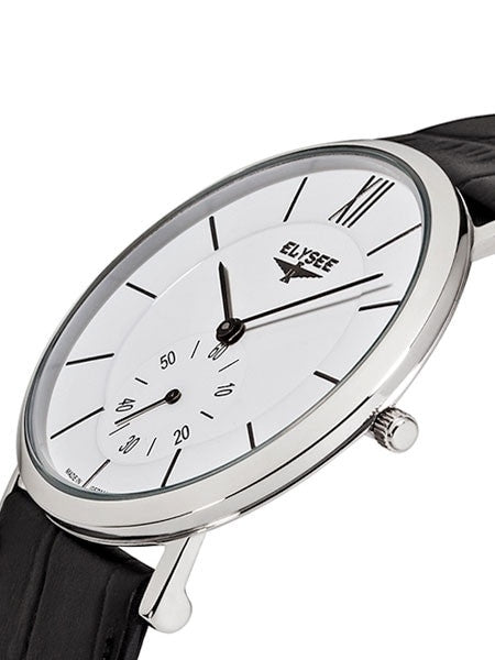 Elysee Thin Quartz Dress Watch with Silver Dial and Small Seconds #80480