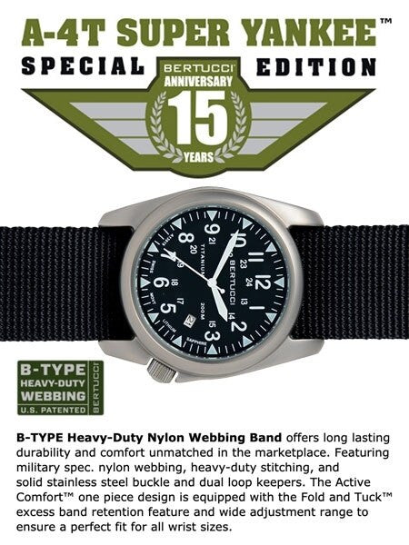 Bertucci A-4T Super Yankee Titanium Watch with Black Nylon Strap #13477