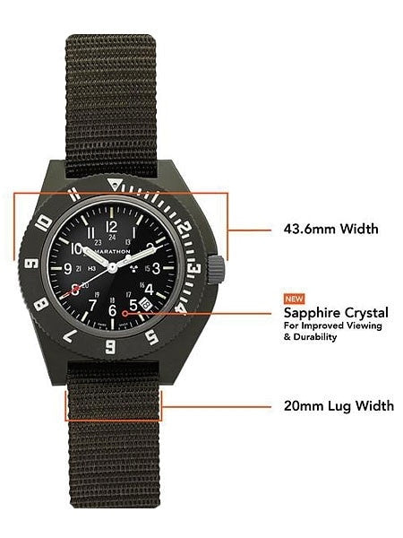 Marathon Swiss Made Quartz Military Navigator Pilot Watch with Tritium Illumination #WW194013SG