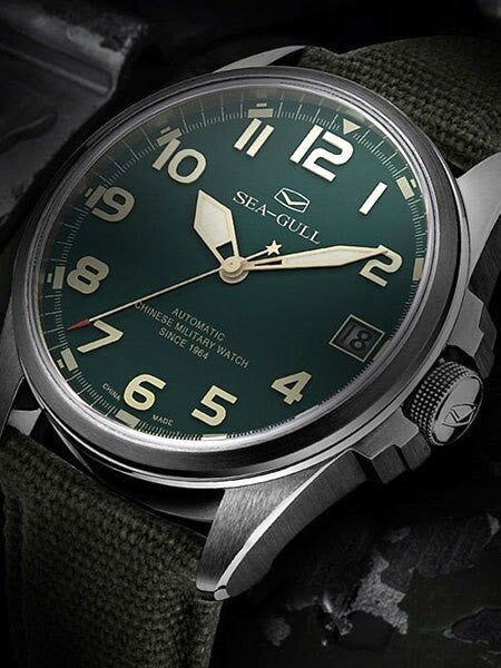 Sea-Gull 44mm Automatic Military Field Watch with Sapphire Crystal #D813.581