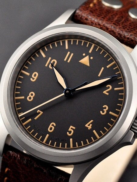 DIEVAS German Made Vintage Flieger Watch with Sapphire Crystal and a 39mm, 6Steel Case