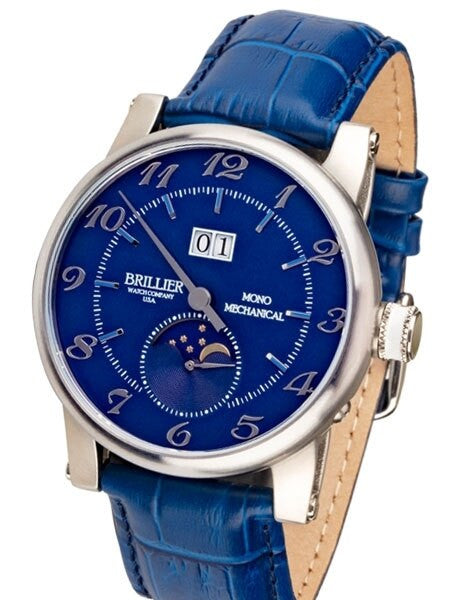 Brillier 43mm Klassique Mono (single hand) Automatic Watch with Moonphase, Big Date #BR-05