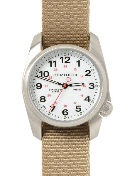 Bertucci A-1S Stainless Steel Watch with a Khaki Nylon Strap #10200