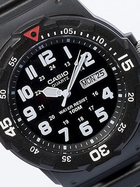 Casio Black Resin Quartz Analog Diver-Style Watch with Rotating Bezel #MRW-200H-1B