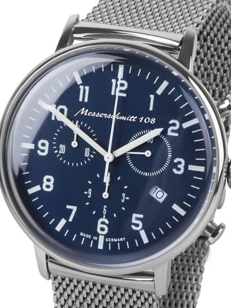Messerschmitt Bauhaus Swiss Quartz Chronograph Watch on Mesh Bracelet #ME108-80M