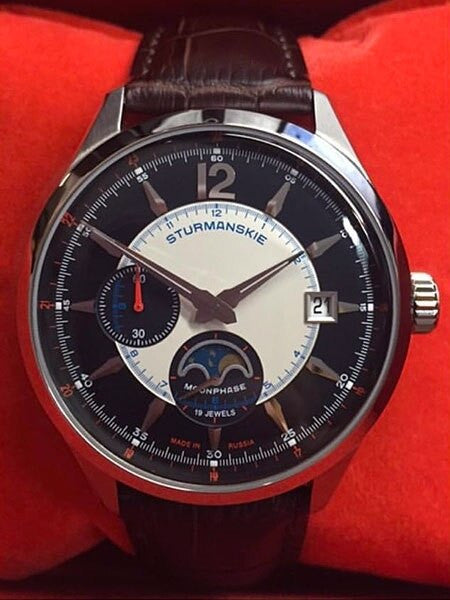 Sturmanskie Moonphase, Russian Manual Winding Mechanical Watch with 42mm Stainless Steel Case #1845988