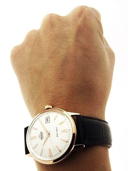 Scratch and Dent - Orient Bambino Automatic Watch with White Dial, Rose Goldtone Case and Hour Markers #ER24002W-SND1