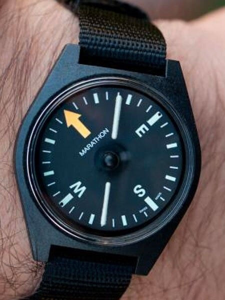 Marathon Wrist Compass with Black Dial and Luminescent MaraGlo Paint #CO194001