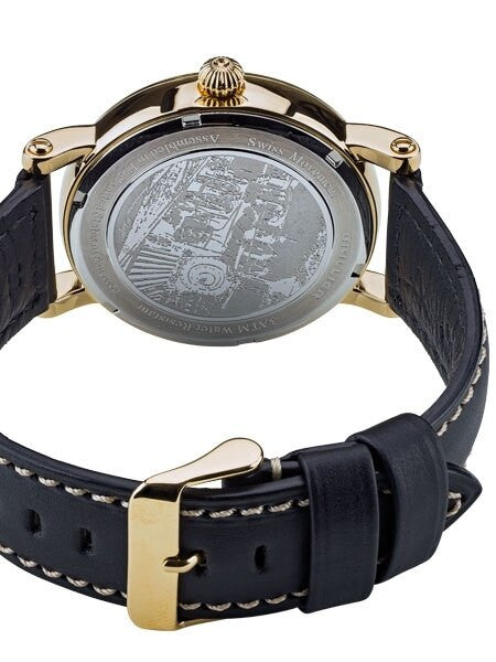 Brillier 43mm Americana Chapter 2 Railroad Swiss Quartz Watch with Calfskin Leather Strap #BR-09