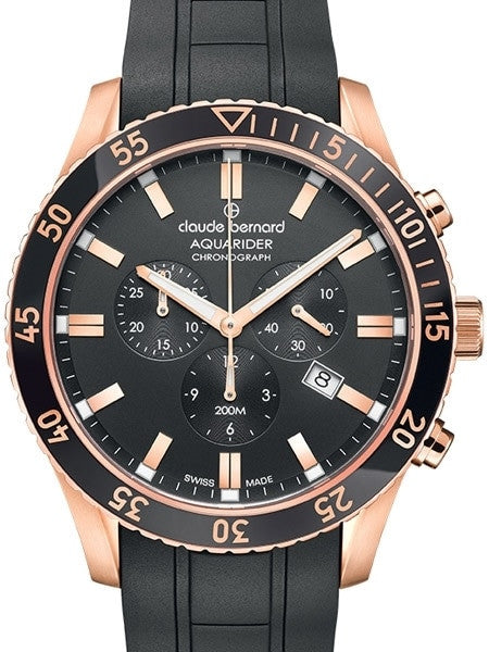 Claude Bernard Aquarider Black Dial Chronograph Dive Watch #10223-37RNCA-NIR