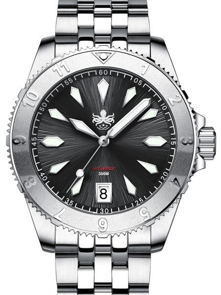 PHOIBOS Black Voyager 2.0 Automatic Dive Watch with Double Dome AR Sapphire Crystal #PY026C