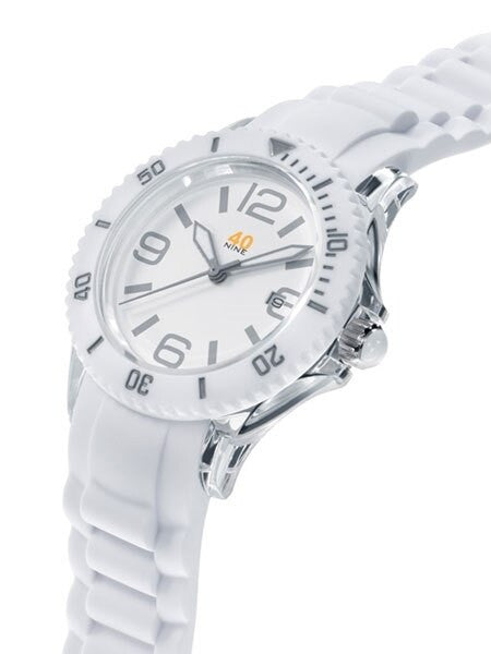 40Nine Clear Plastic 46mm Case with White Silicone Rubber Strap #40NINE02-ALLWHITE