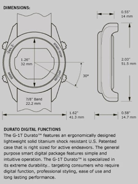 Bertucci G-1T Digital Multi-Function Titanium Chronograph Watch with Alarm #23006