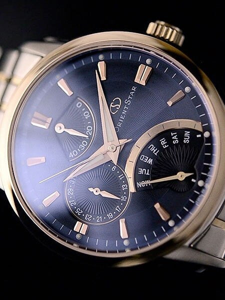 Orient Star Retrograde Day Watch with Date, Power Reserve, Sapphire Crystal #DE00004D