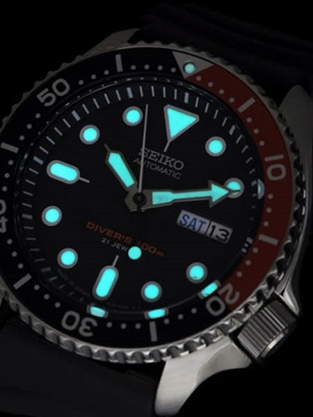 Seiko Automatic Dive Watch with Offset Crown and Rubber Dive Strap #SKX009J