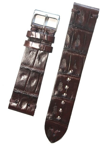 Handmade Italian Vintage Style Brown Center Cut Crocodile, Tacking-Stitching #GR-VIN02