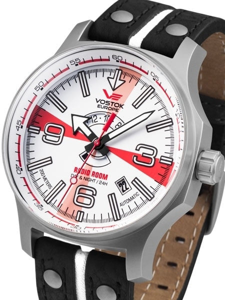 Vostok-Europe Radio Room, 32-Jewel Automatic Watch with White-Red Dial #595A532