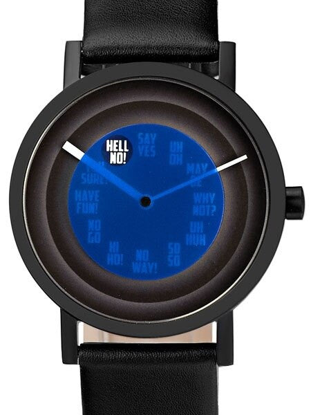 Projects 40mm Black Fortell Quartz Watch with Matching Leather Strap #7216B