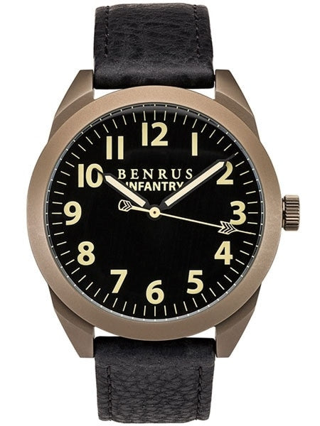 BENRUS 41mm Stainless Steel, Military-Inspired Quartz Infantry Watch #BR021J