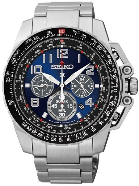 Seiko Prospex Solar Powered Quartz Flight Chronograph Watch, 24-Hour Sub-Dial #SSC275