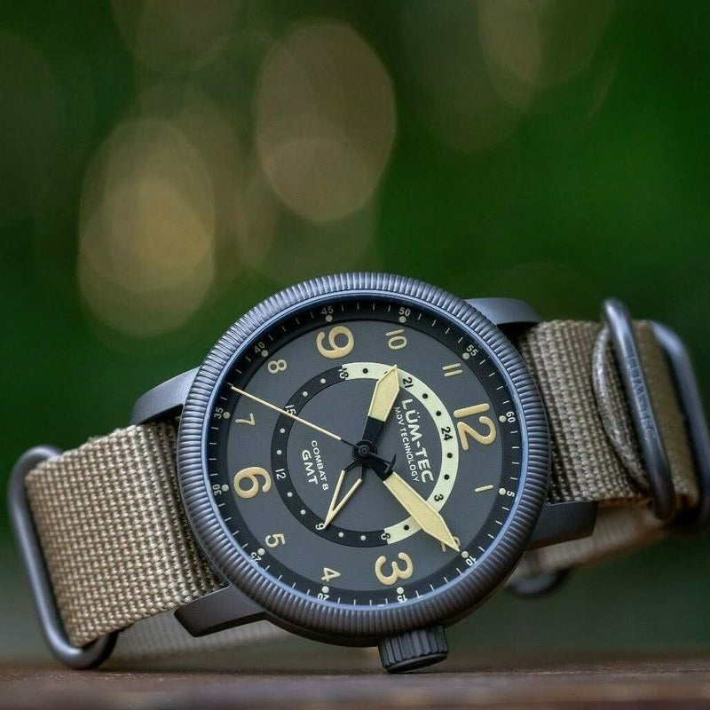 Lum-Tec Combat GMT Dual-Time Watch with a Curved Sapphire Crystal #Combat-B45
