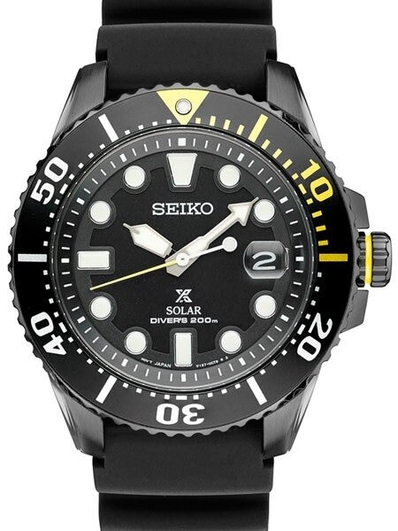 Seiko Prospex Solar Dive Watch with a 43.5mm Black ion Case and