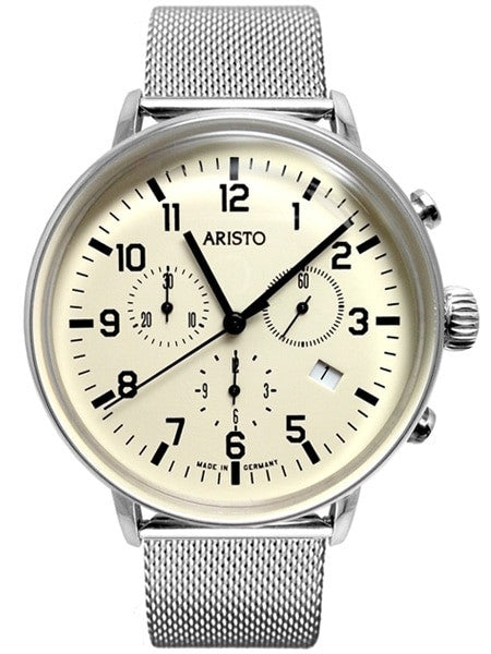 Aristo Bauhaus Swiss Quartz Chronograph Watch on Mesh Bracelet #4H160M