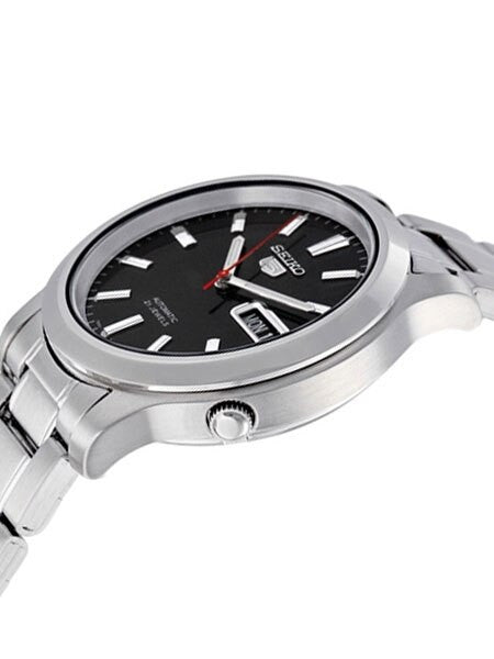 Seiko 5 Automatic Black Dial Watch with Stainless Steel Bracelet #SNK795