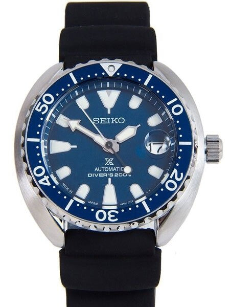 Seiko Baby Turtle Prospex Automatic Dive Watch with Blue Dial and Silicone Dive Strap #SRPC39J1