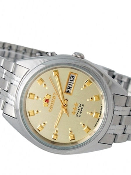 Orient Automatic Watch with Champange Dial, Day-Date and SS Bracelet #EM0401NC