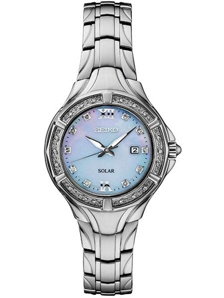 Seiko Women's Solar Dress Watch with 28 Diamonds and Mother of Pearl Dial #SUT371