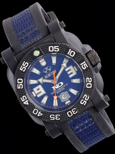 Reactor Gryphon Watch with Never Dark Illumination, Black Nitromid Polymer, Steel Core Case and Rubber Strap #73803