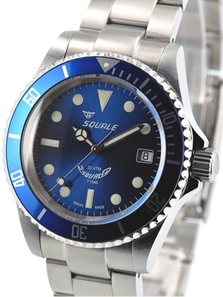 Squale 200 meter Blueray Swiss Automatic Dive watch with Domed Sapphire Crystal #1545-BR
