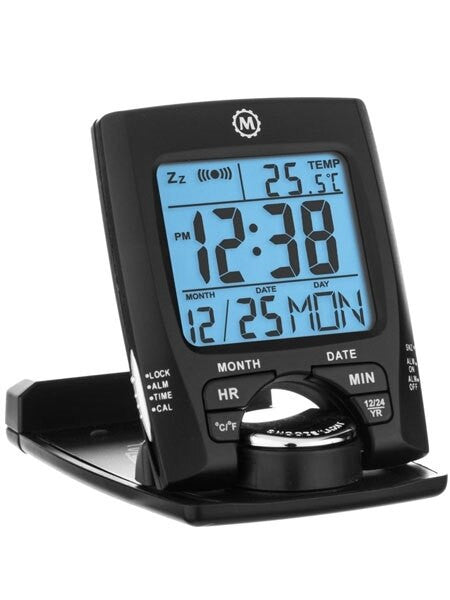 Marathon Travel Alarm Clock with Calendar, Temperature, 12 or 24 Hour Format #CL030023BK