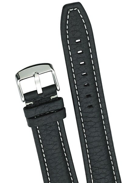 Calfskin Distressed Aviator Black Leather Strap with Heavy Padding #BON-93630 (Long)