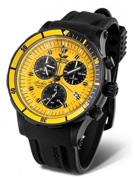 Vostok-Europe Anchar Mens Chronograph Dive Watch with Tritium Tube Illumination #5104185
