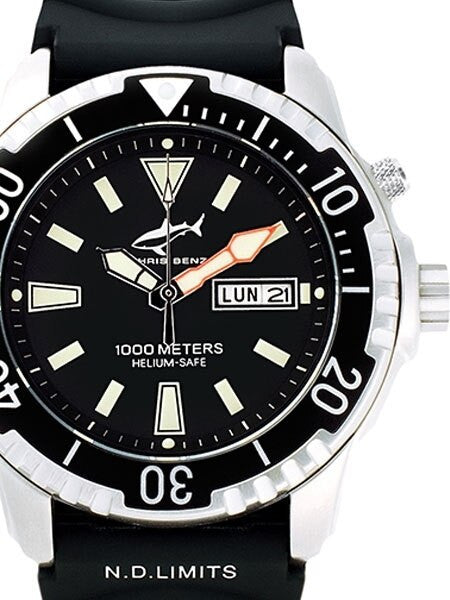 Chris Benz 1000 meter Quartz Dive watch with Sapphire Crystal #CB-1000H-S-KBS
