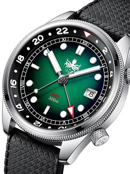 PHOIBOS Eagle Ray 300-Meter Dual-Time GMT Dive Watch with Double Dome AR Sapphire Crystal #PX023A