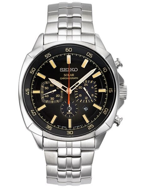 Seiko Solar Quartz Chronograph with Stop-Watch and 24-hour Sub-Dial  #SSC511