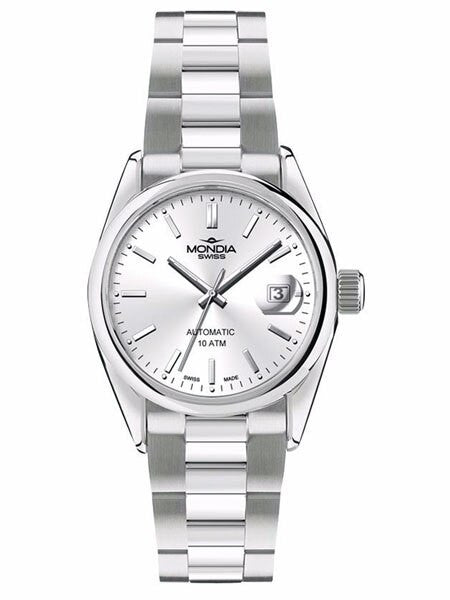 Mondia Swiss Automatic Watch with Radiant Silver Dial #MS-212-SS-01SL-OCM