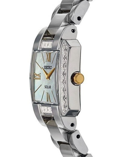 Seiko Women's Solar Dress Watch with 22 White Diamonds, Mother of Pearl Dial #SUP239